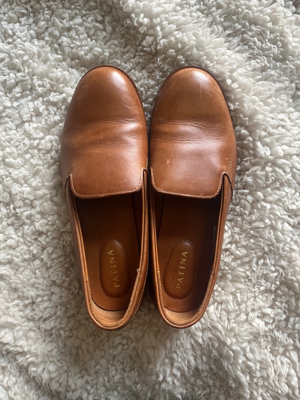 Portland Leather Patina Slip-On Loafers in Cognac Brown Size 9.5